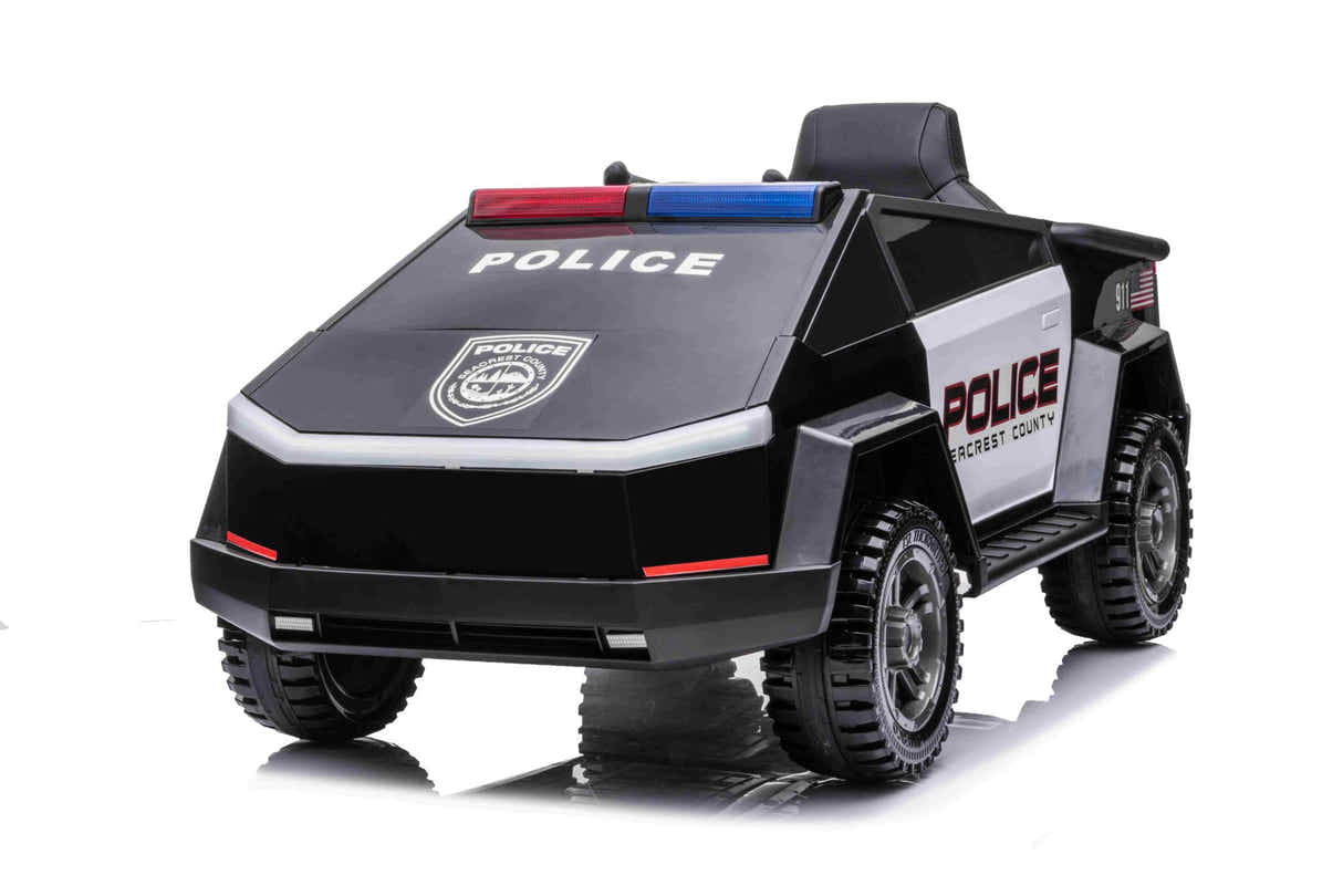 Kids Ride On Police Truck Tesla Cyber Style - Black