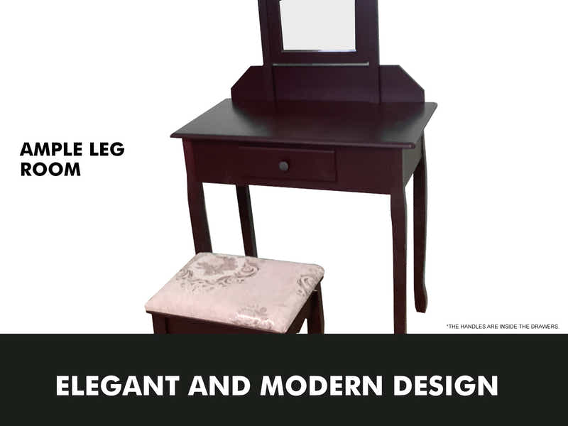 Dressing Table with Stool Brown - 74 cm