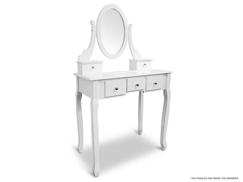 5-Drawer Dressing Table Set White - 80 cm