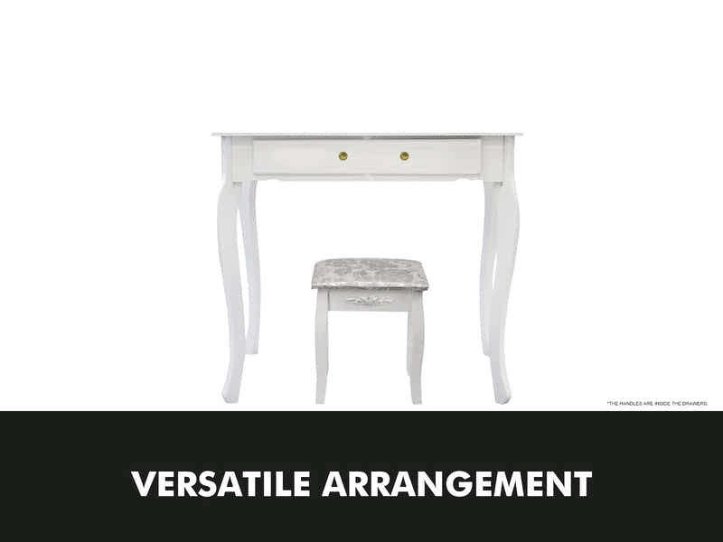 3-Mirror Dressing Table Set White - 79 cm