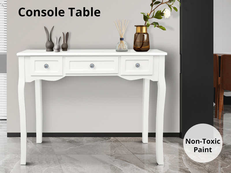 3-Drawer Console Table - White