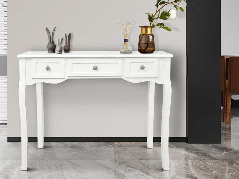 3-Drawer Console Table - White