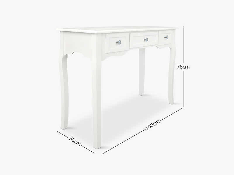 3-Drawer Console Table - White