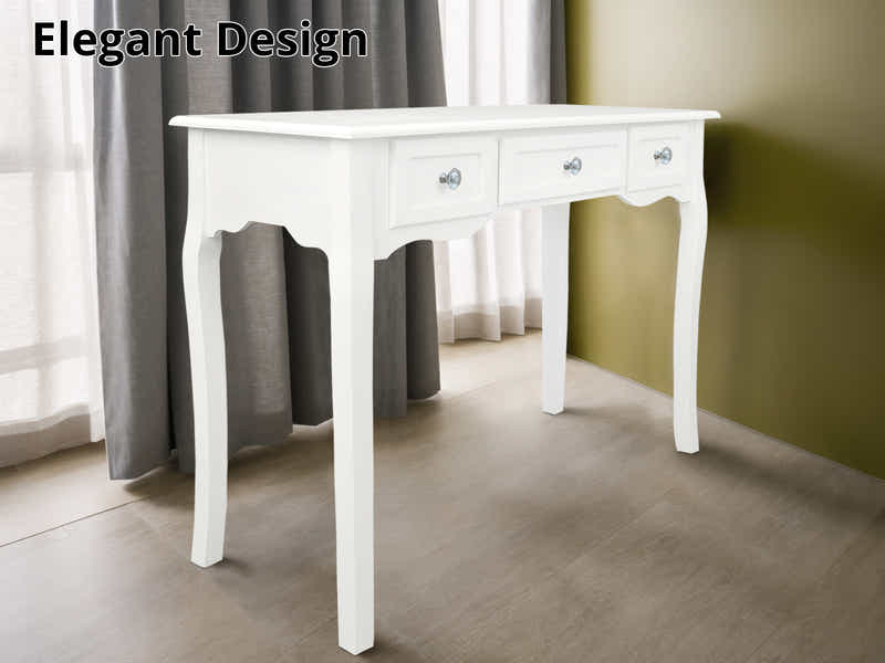 3-Drawer Console Table - White