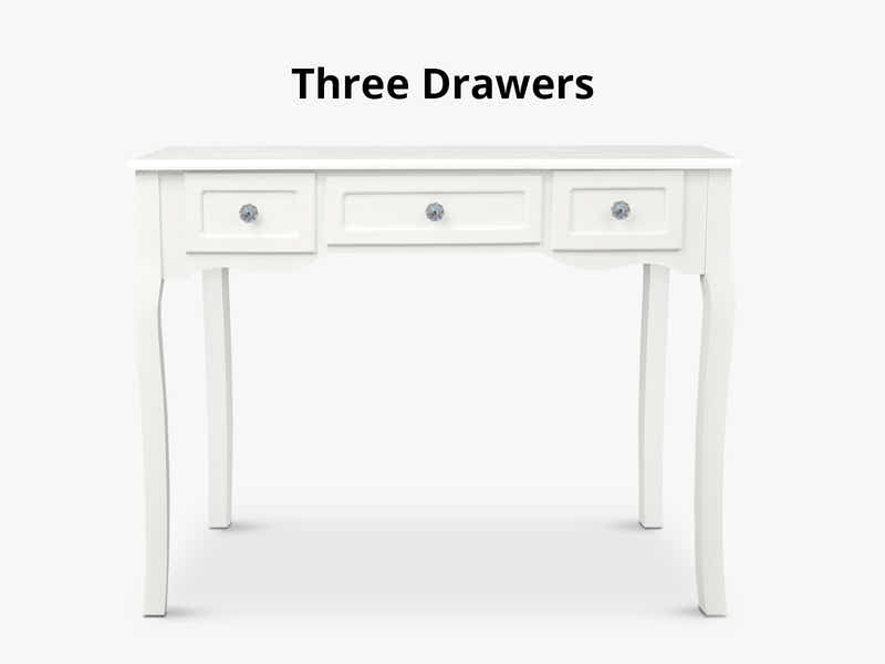 3-Drawer Console Table - White
