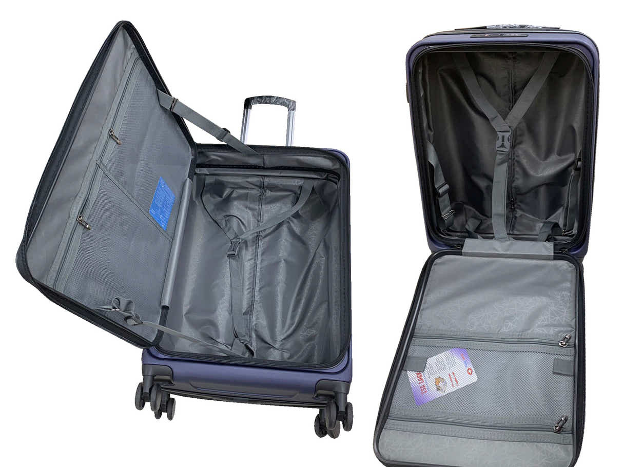 3-Piece Front Open Luggage Set – Blue