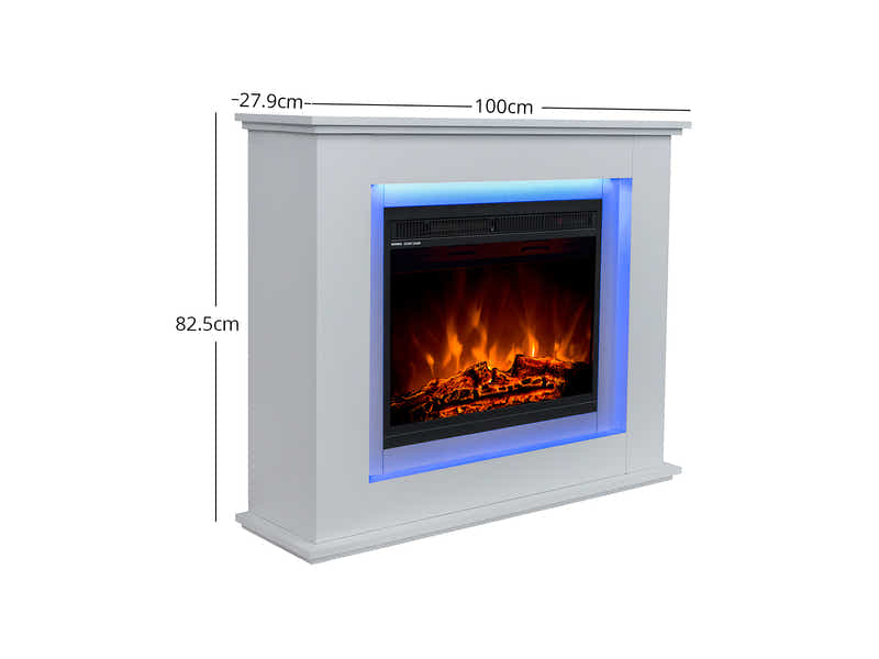 Mantel Electric Fireplace with LED Light - White