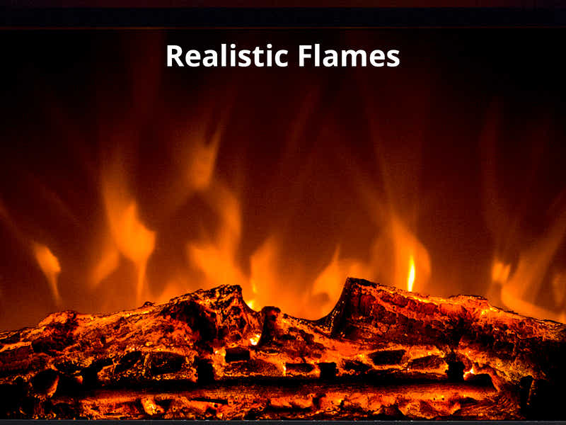 Mantel Electric Fireplace with LED Light - White