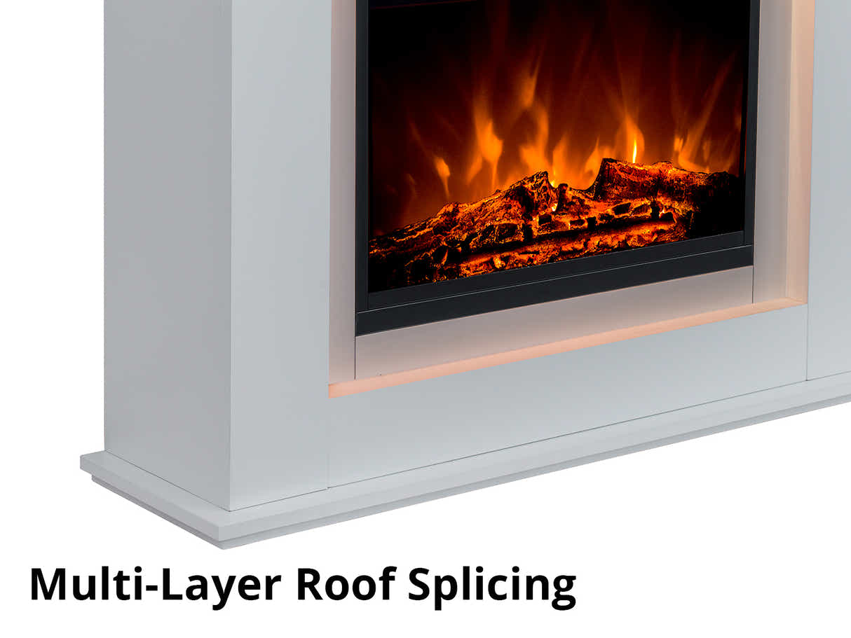 Mantel Electric Fireplace with LED Light - White