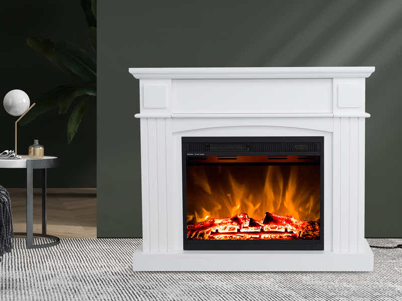 Electric Fireplace Suite White Mantel