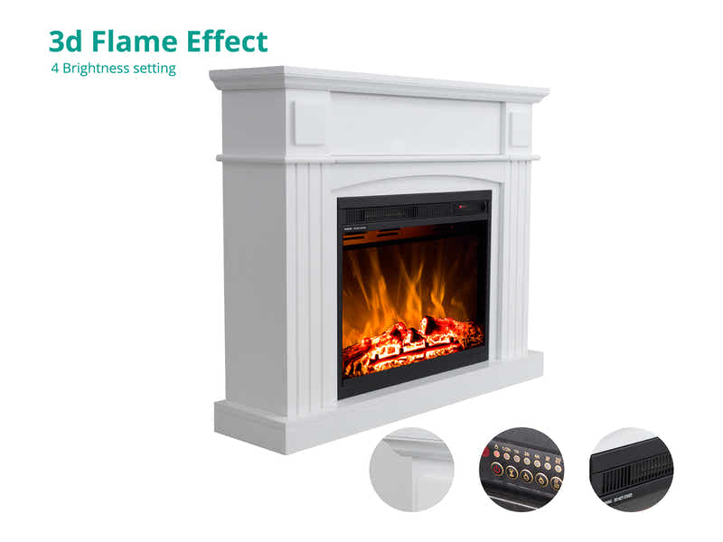 Electric Fireplace Suite White Mantel