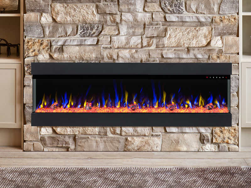 60" Three-Sided Viewing Electric Fireplace - Wall Mount/Recessed