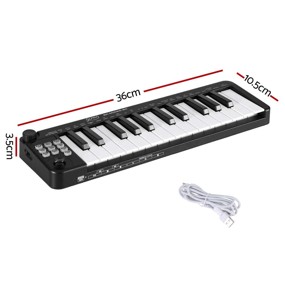 DS NA Alpha 25-Key MIDI Keyboard Controller Portable USB Laptop Black