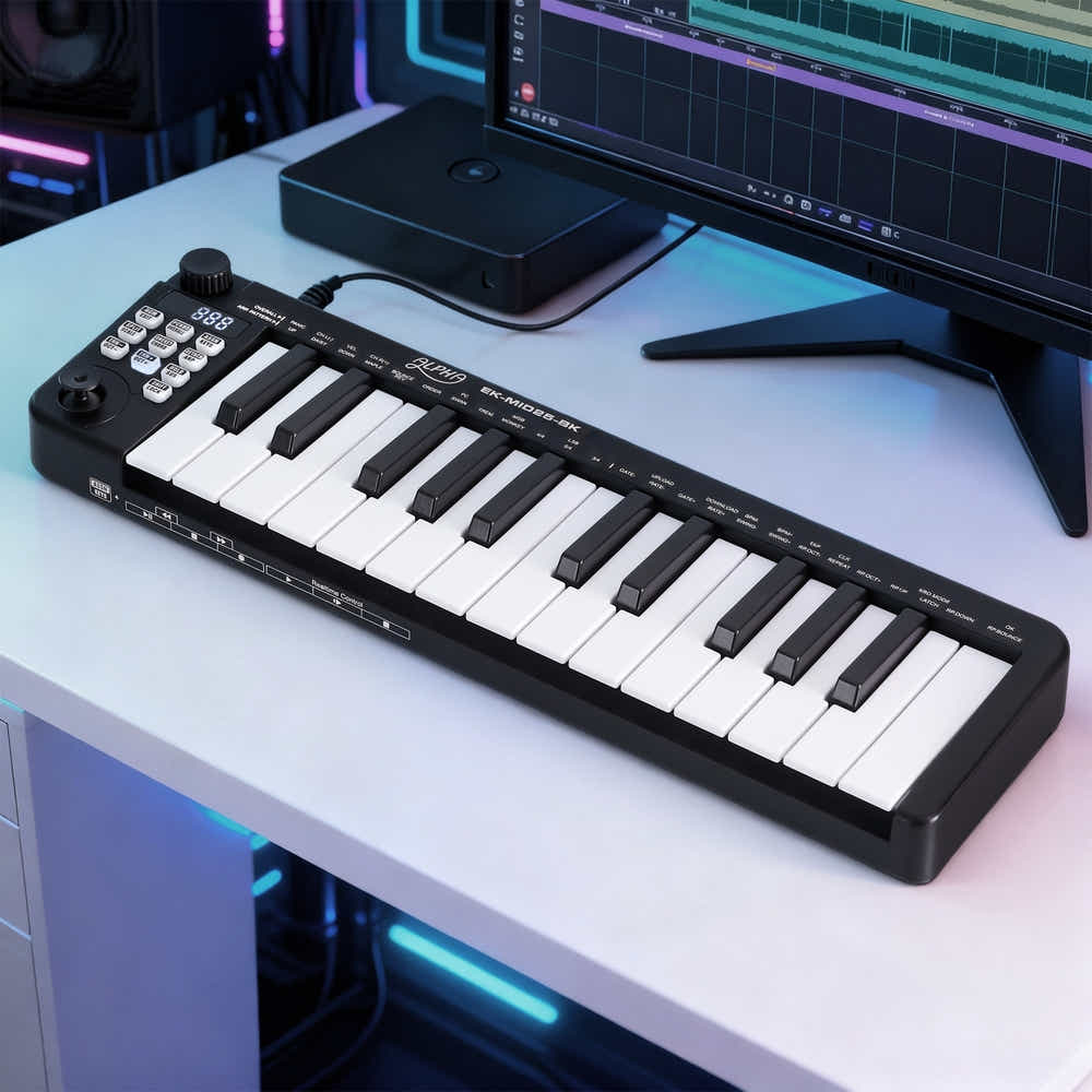 DS NA Alpha 25-Key MIDI Keyboard Controller Portable USB Laptop Black