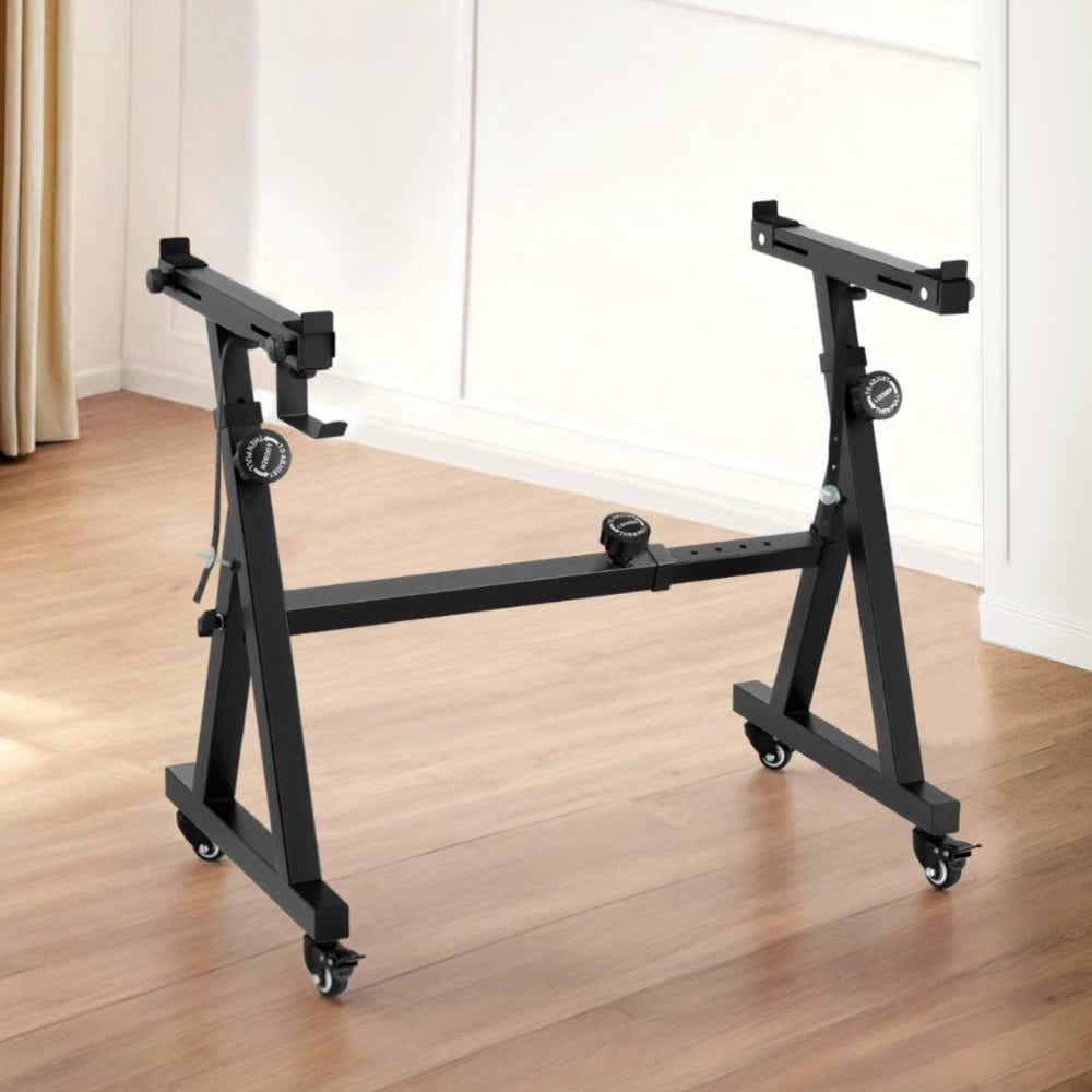 DS NA Alpha Heavy Duty Adjustable Piano Stand with Lockable Wheels Z-Stand Black