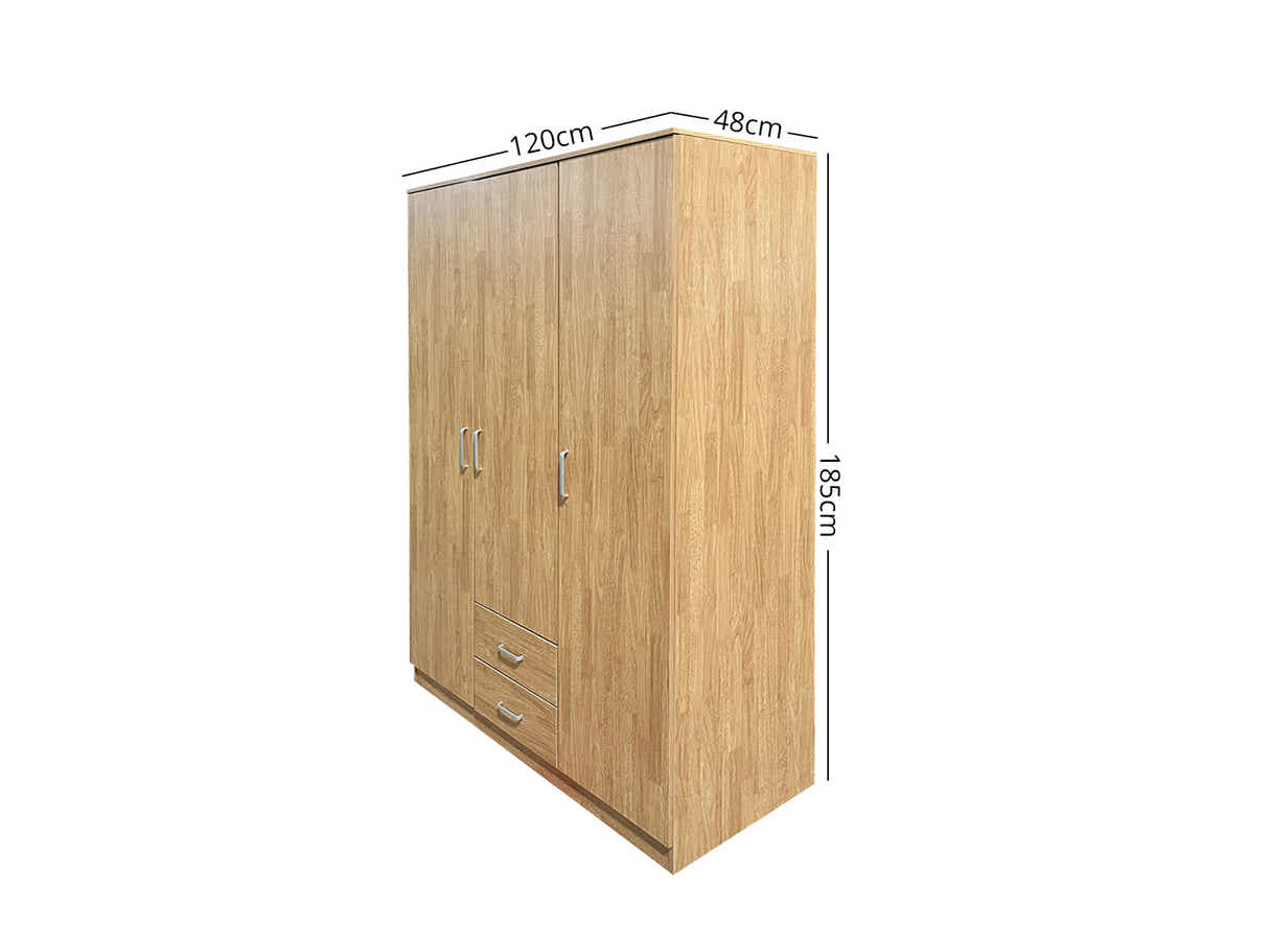 Evander 3 Doors Wardrobe With Drawers Upgraded