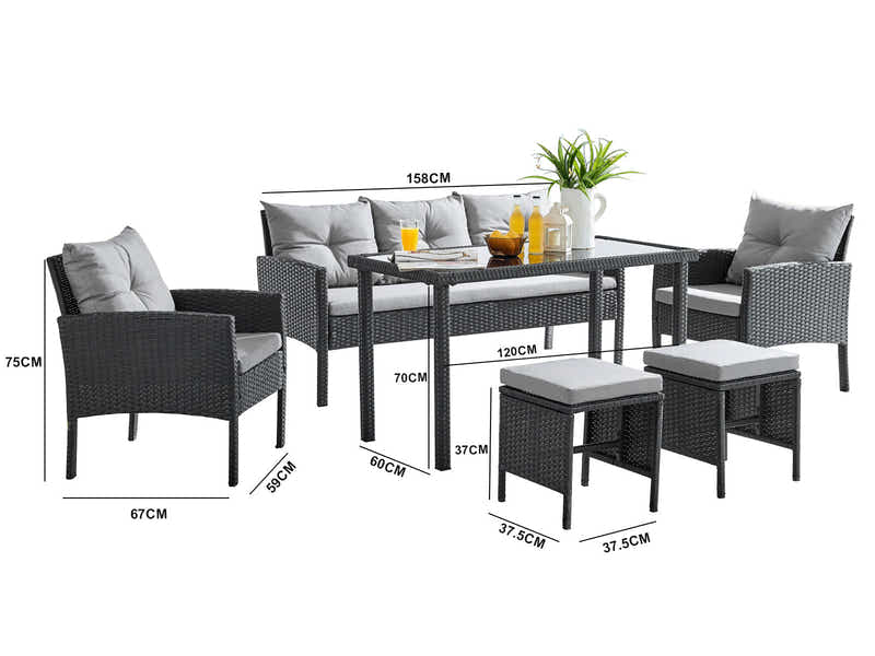 Ettaro 6PC Outdoor Set PE rattan
