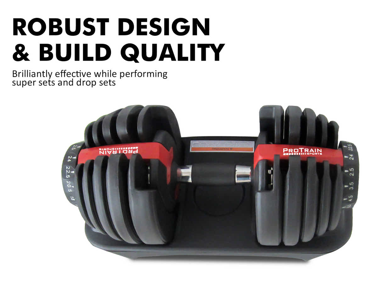 Adjustable Dumbbell Set Black & Red- 24 kg (Set of 2)