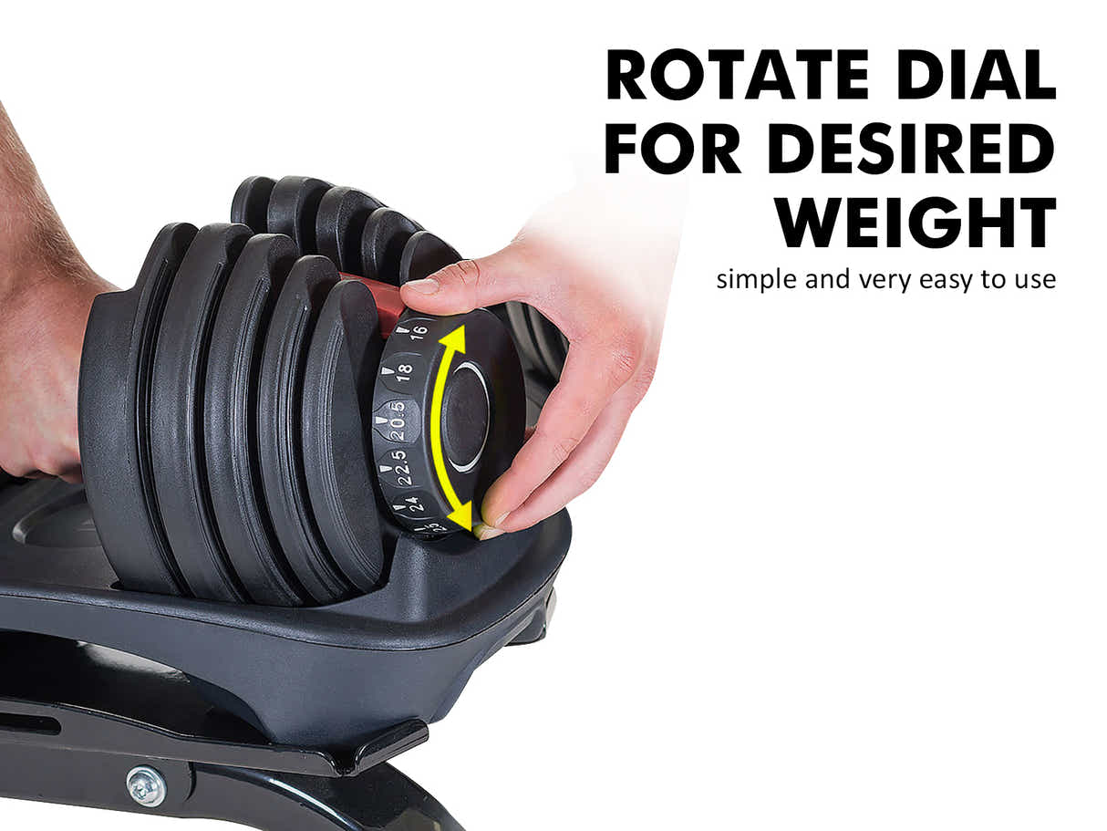 Adjustable Dumbbell Black & Red - 24 kg