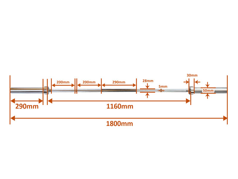 1.8m Olympic Barbell Bar x1
