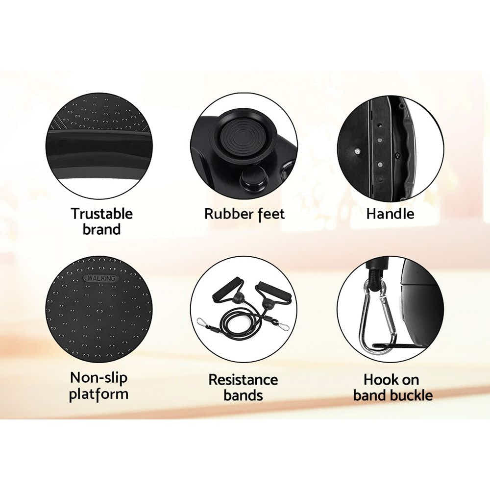 Everfit Vibration Machine Platform Vibrator Resistance Rope Black