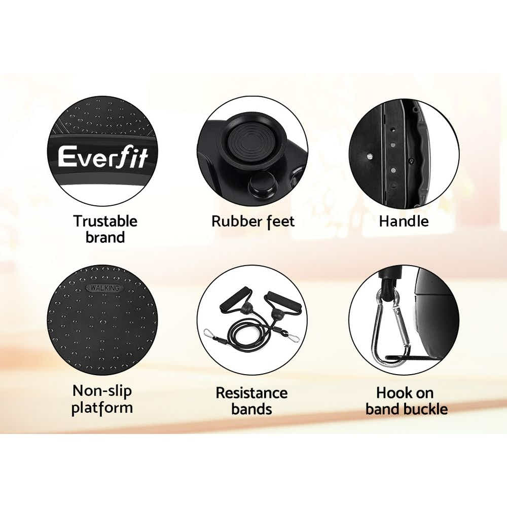 Everfit Vibration Machine Platform Vibrator Resistance Rope Black