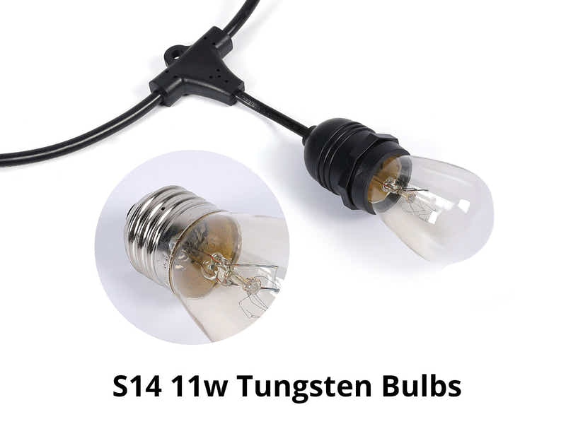 Suspended Socket Festoon Lights with Tungsten Bulbs - 12 m