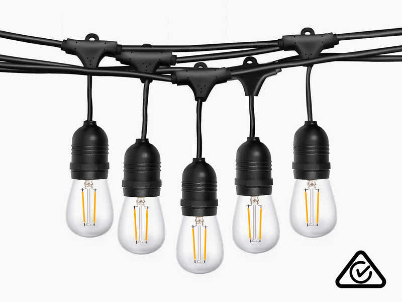 Suspended Socket Festoon Lights with LED Bulbs - 17 m