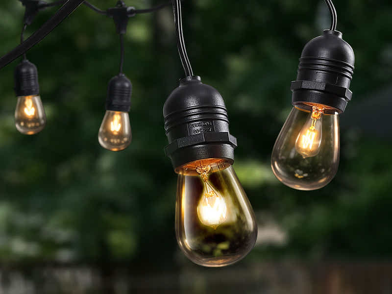 Suspended Socket Festoon Lights with Tungsten Bulbs - 17 m