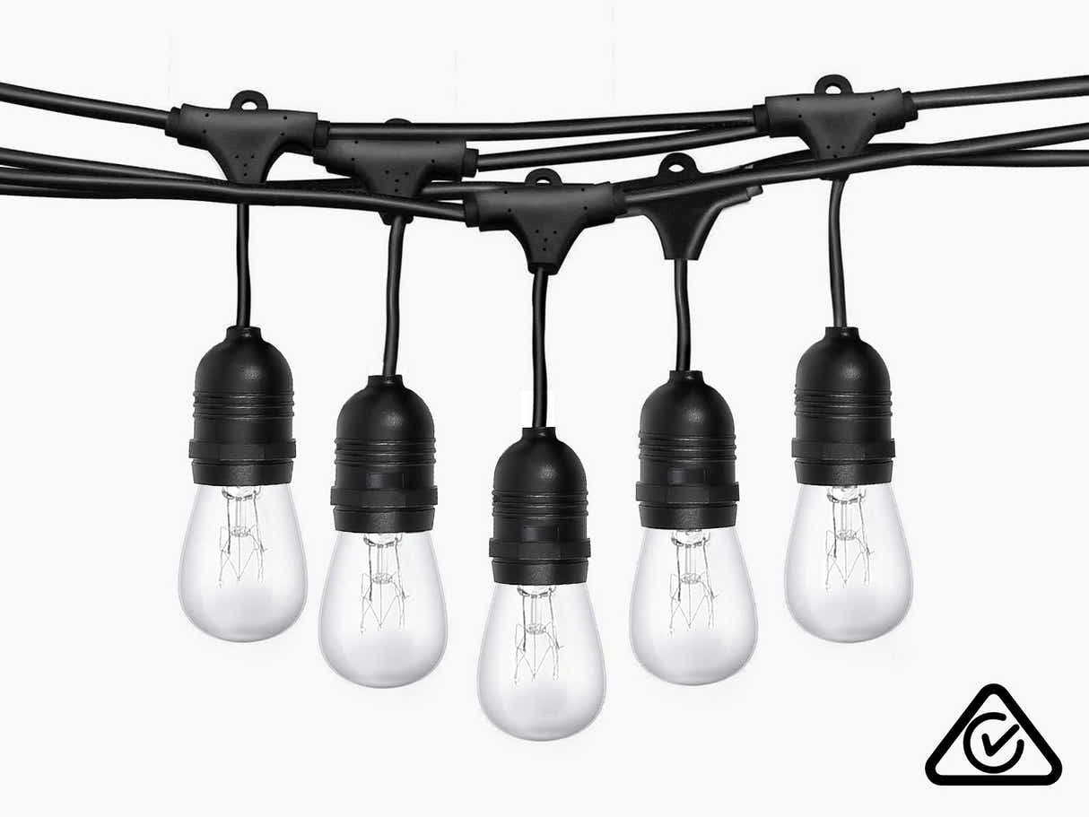 Suspended Socket Festoon Lights with Tungsten Bulbs - 17 m