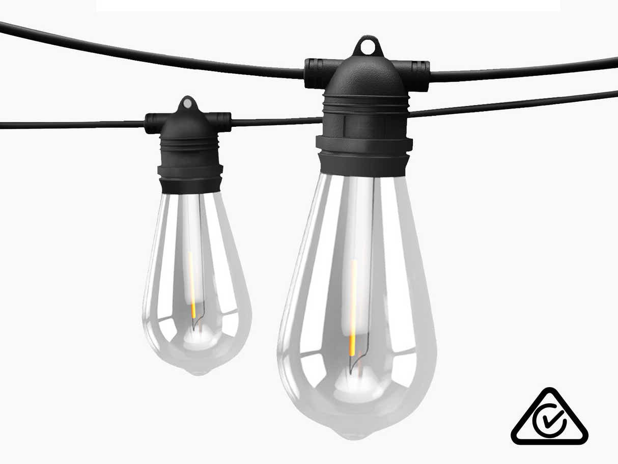 Fixed Socket Festoon Lights with ST64 LED Bulbs - 22 m