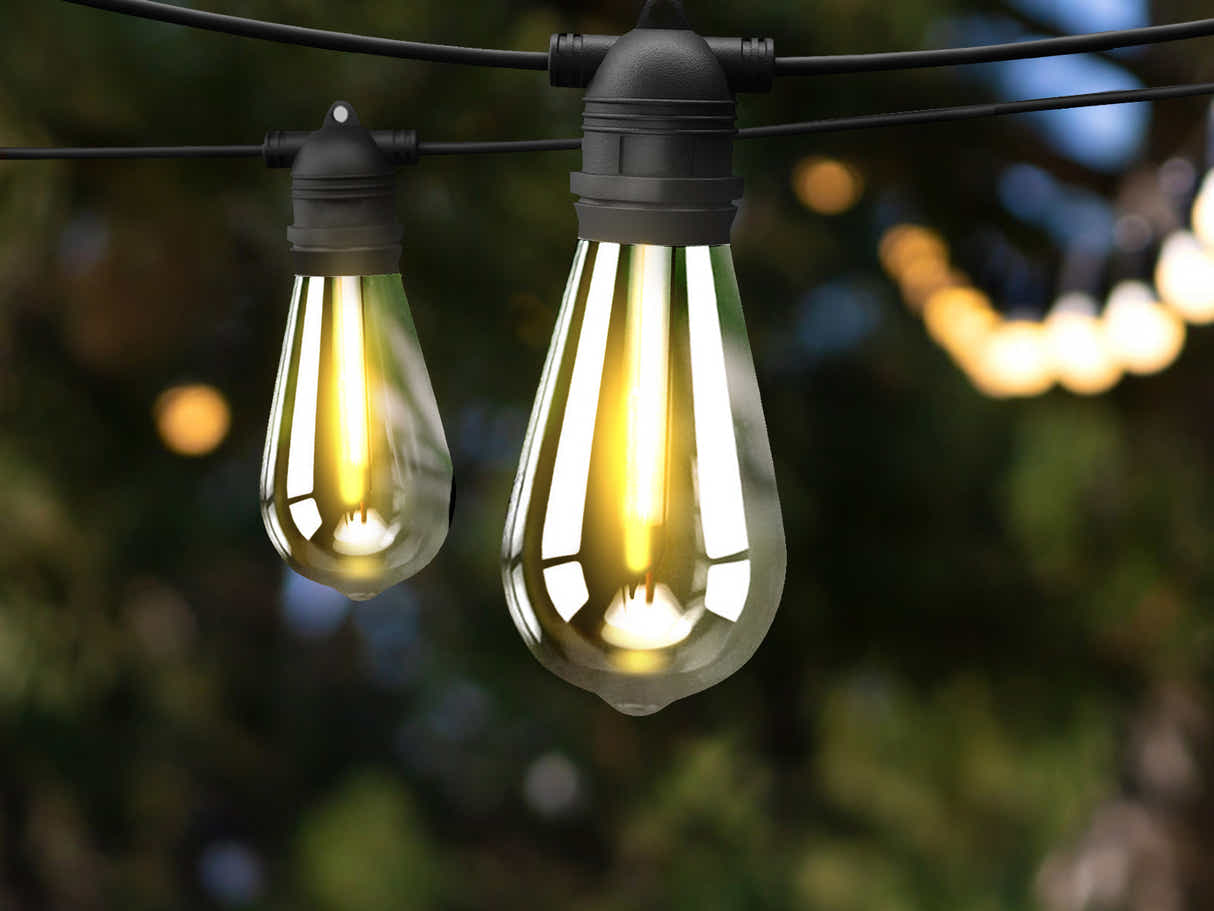 Fixed Socket Festoon Lights with ST64 LED Bulbs - 22 m