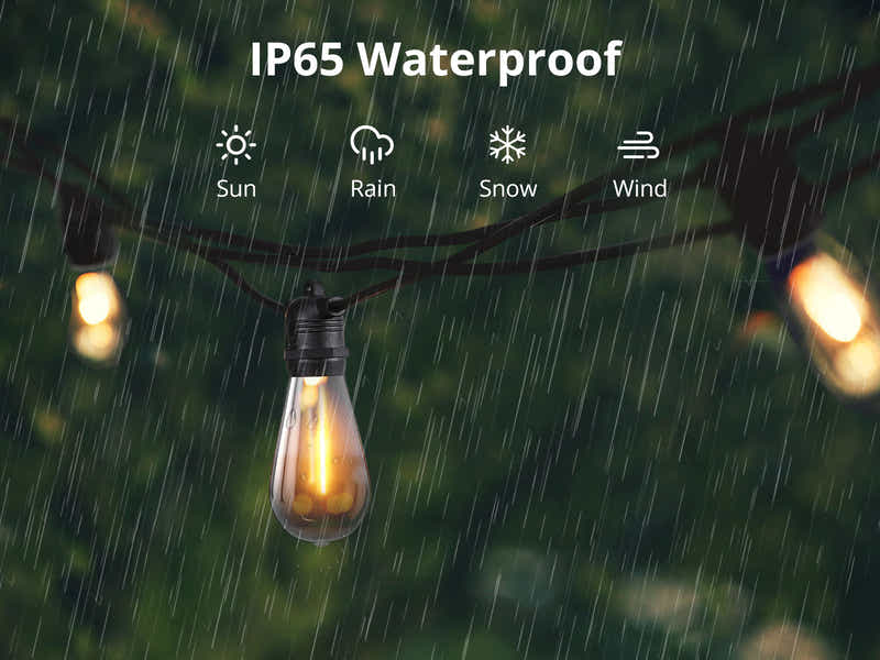 Fixed Socket Festoon Lights with ST64 LED Bulbs - 22 m