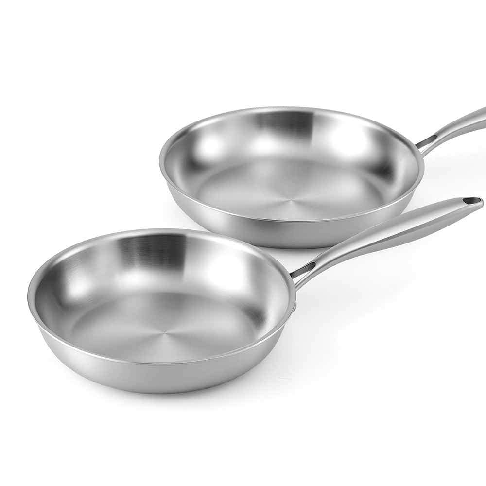 DS NA 5-star Chef Frying Pan Stainless Steel Uncoated Twin Frypan Set 25/30cm