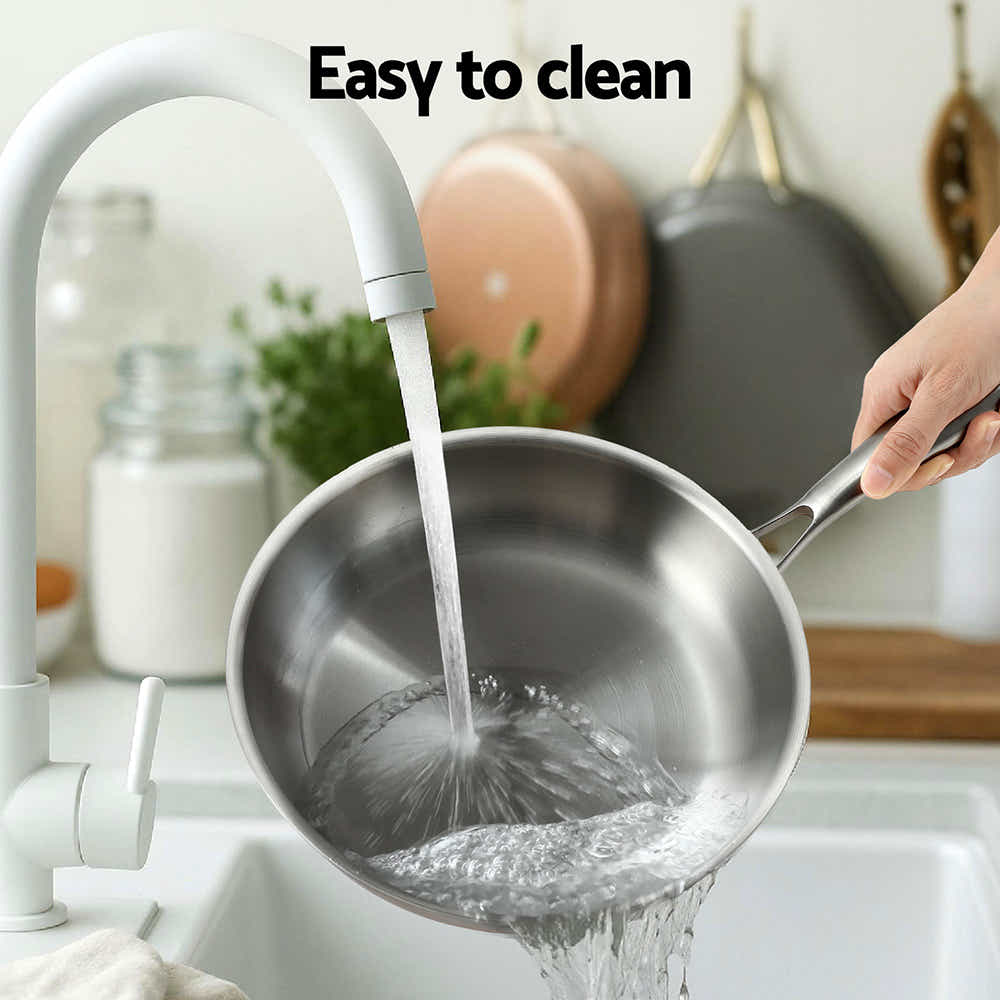 DS NA 5-star Chef Frying Pan Stainless Steel Uncoated Twin Frypan Set 25/30cm