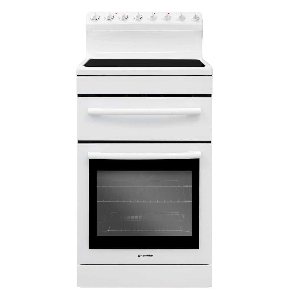 T Parmco FREESTANDING STOVE 54CM WHITE CERAMIC