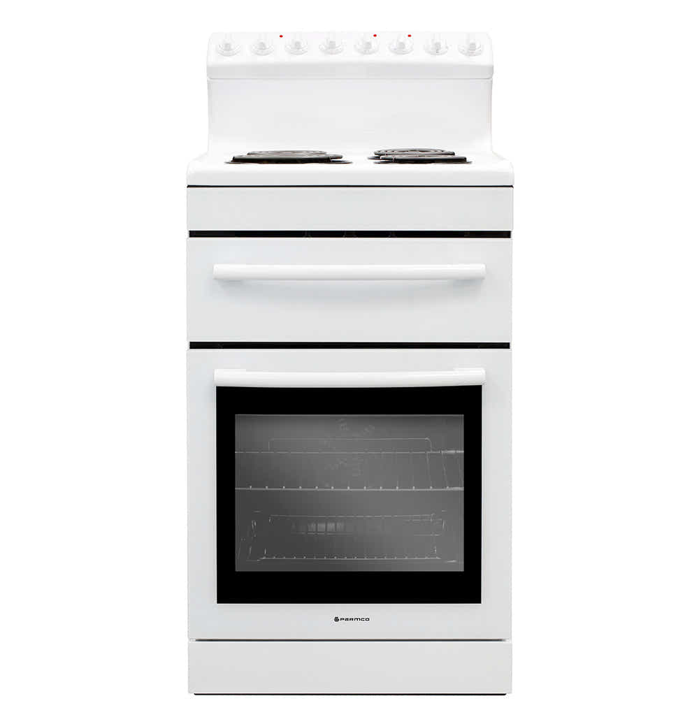 T Parmco FREESTANDING STOVE 54CM WHITE RADIANT