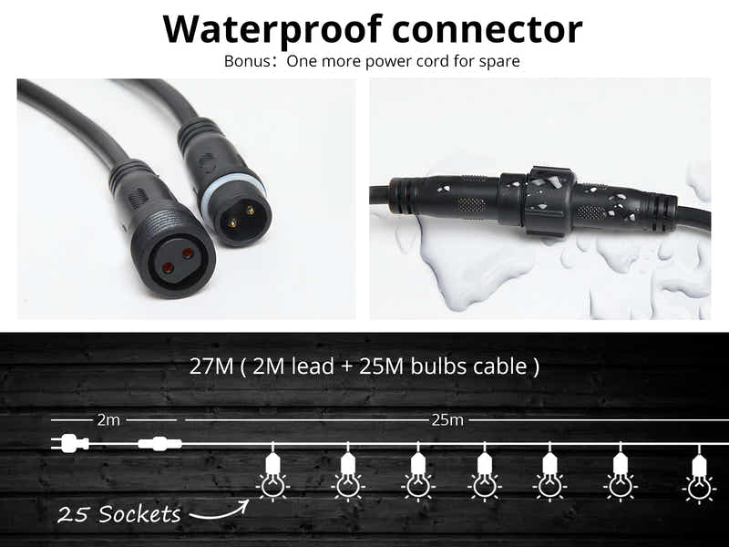 Suspended socket festoon light S14 27M Tungsten