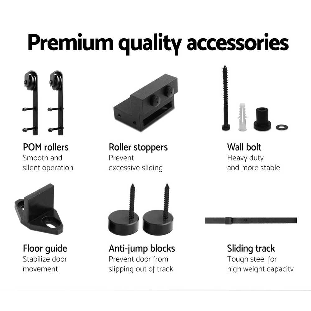 DS NA Sliding Barn Door Hardware Track Set 1.83m Roller Slide Office Bedroom