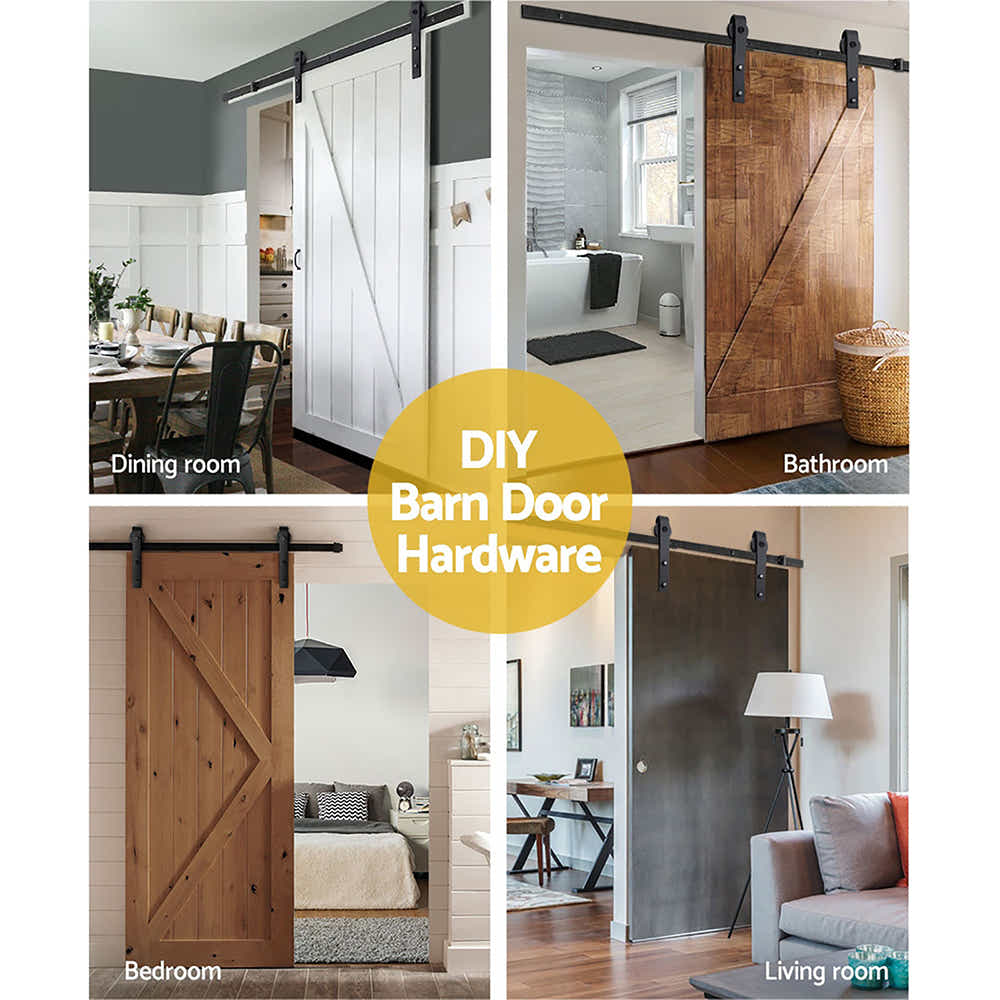 DS NA Sliding Barn Door Hardware Track Roller Set 3.66m Slide Office Bedroom