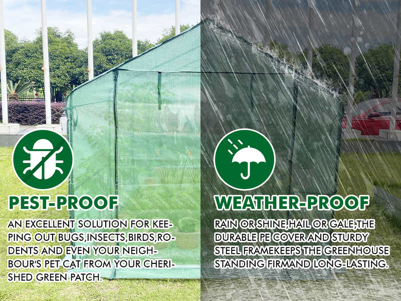 PE Mesh Walk-In Greenhouse - 1.9m x 3.64m
