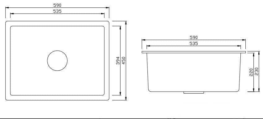 Granite Composite Sink 5945 Black with Overflow