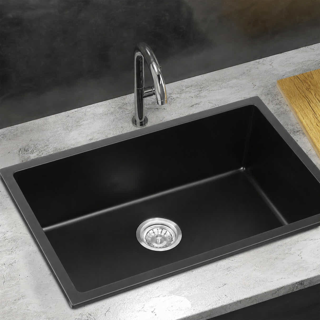 Granite Composite Sink 7045 Black with Overflow