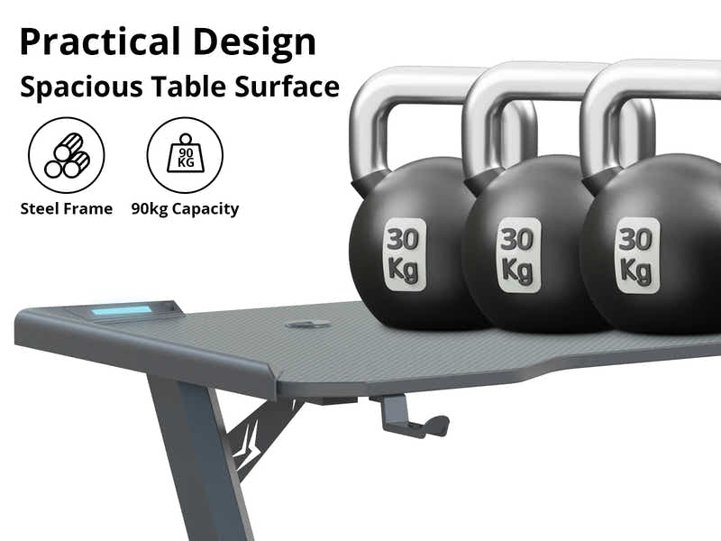 Gaming Table KZ-1 140cm with Wireless Charger and Mouse Pad & Faron Gaming Chair PVC Black