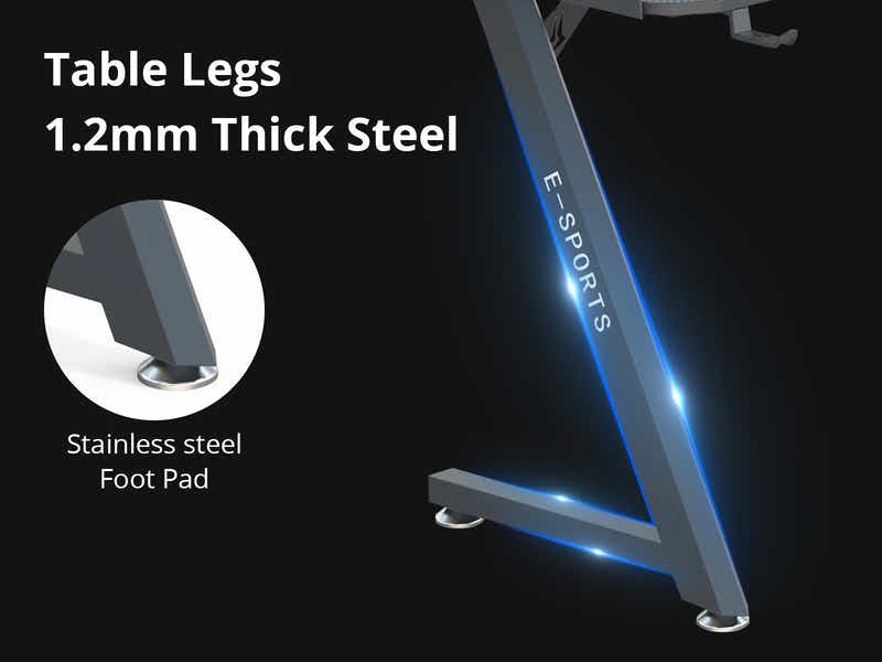 Gaming Table KZ-1 140cm with Wireless Charger and Mouse Pad & Faron Gaming Chair PVC Black