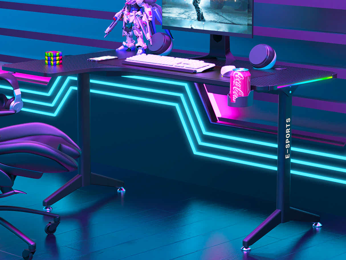 Gaming Table L2L LEFT 160CM & Nicola Gaming chair PVC Black+White