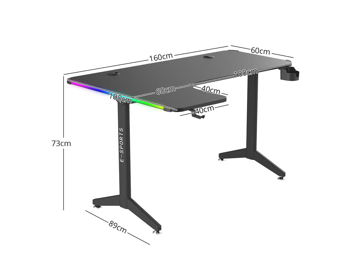 Gaming Table L2L LEFT 160CM & Nicola Gaming chair PVC Black+White