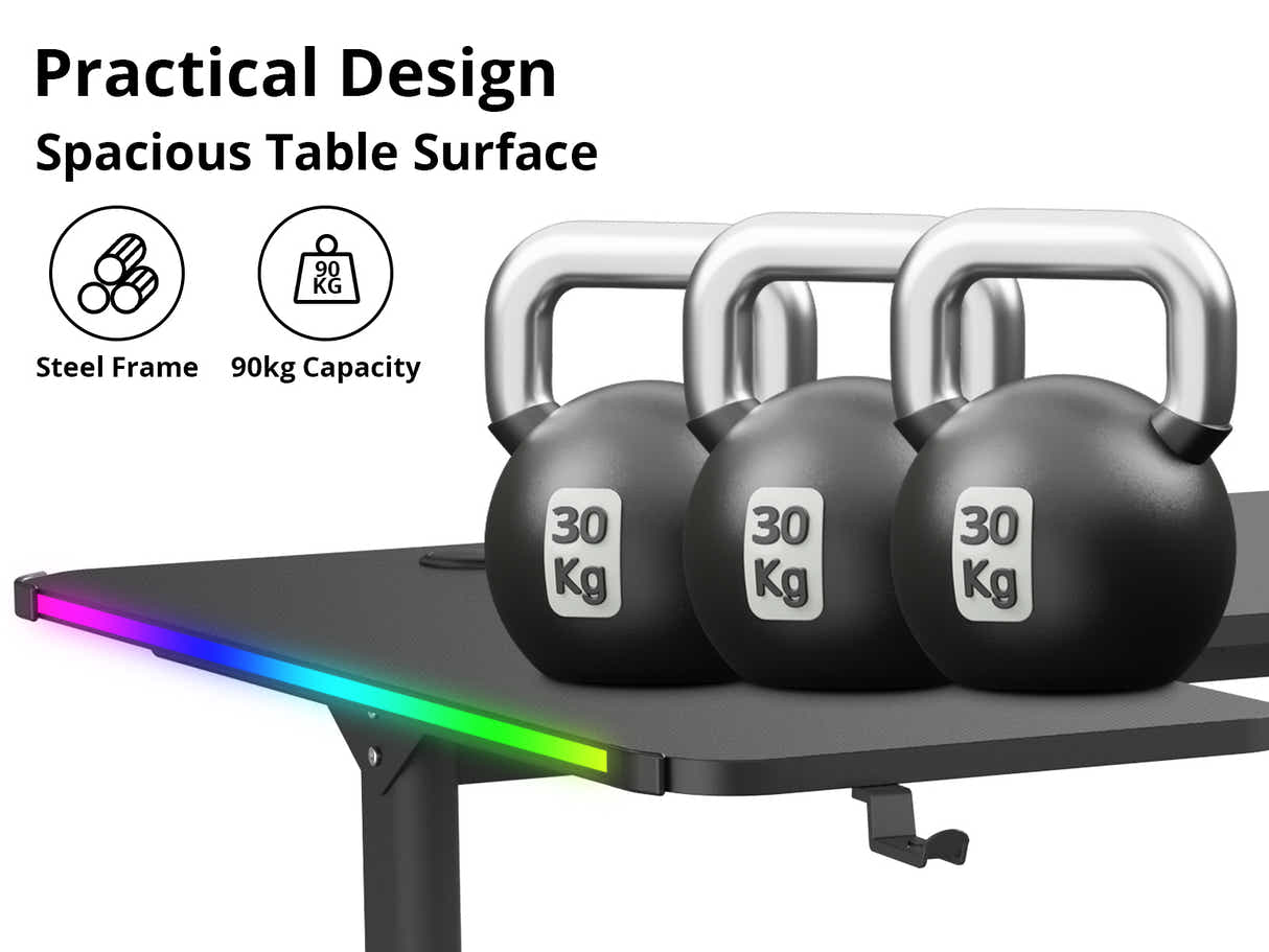 Gaming Table L2L LEFT 160CM & Nicola Gaming chair PVC Black+White
