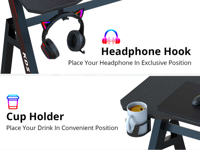 Gaming Table R6 140cm & Nicola Gaming chair PVC Black+Red