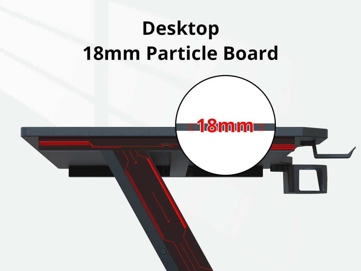 Gaming Table R6 140cm & Faron Gaming Chair PVC Red